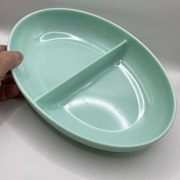 Vintage MCM Watertown Lifetime Ware Melamine Divided Mint Green Serving Bowl - Picture 8 of 10